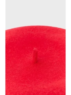 Baskenmütze mit Wollanteil in Rot