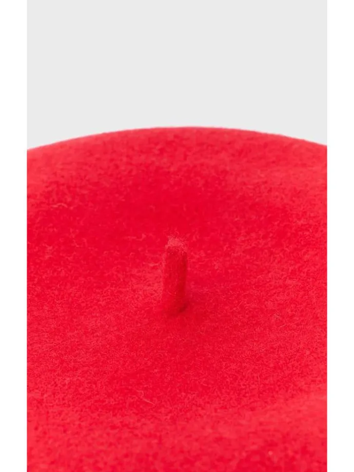Baskenmütze mit Wollanteil in Rot
