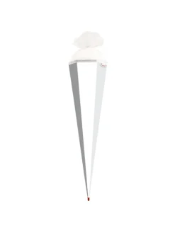 Bastel-Schultüte groß weiß 85 cm, Tüllverschluss in Weiß
