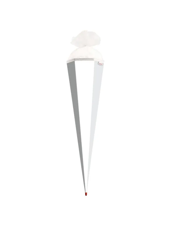 Bastel-Schultüte groß weiß 85 cm, Tüllverschluss in Weiß