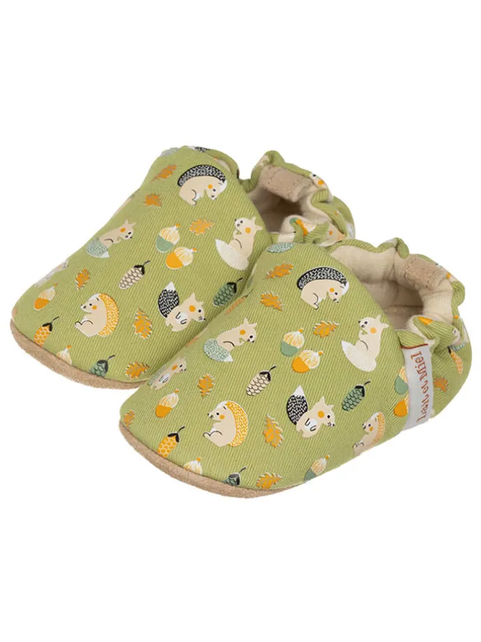 Baumwoll-Krabbelschuhe "Squirrel" in Grün