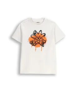Baumwoll-T-Shirt mit kurzen Ärmeln in weiß