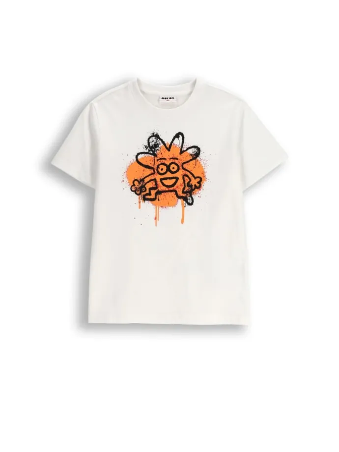 Baumwoll-T-Shirt mit kurzen Ärmeln in weiß