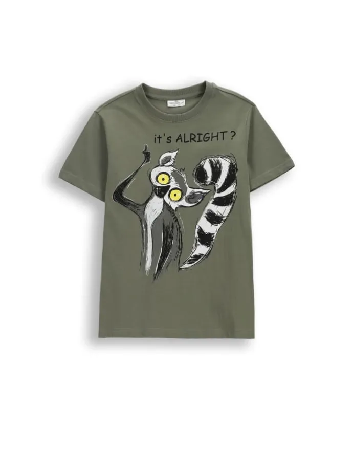 Baumwoll-T-Shirt mit kurzen Ärmeln in grün