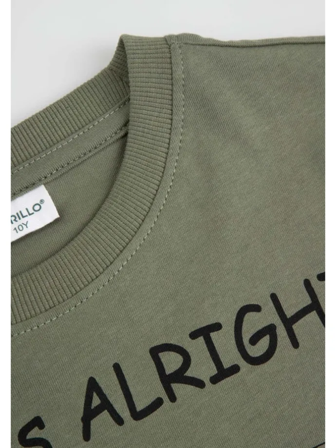 Baumwoll-T-Shirt mit kurzen Ärmeln in grün
