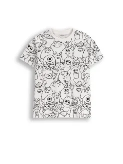 Baumwoll-T-Shirt mit kurzen Ärmeln in weiß