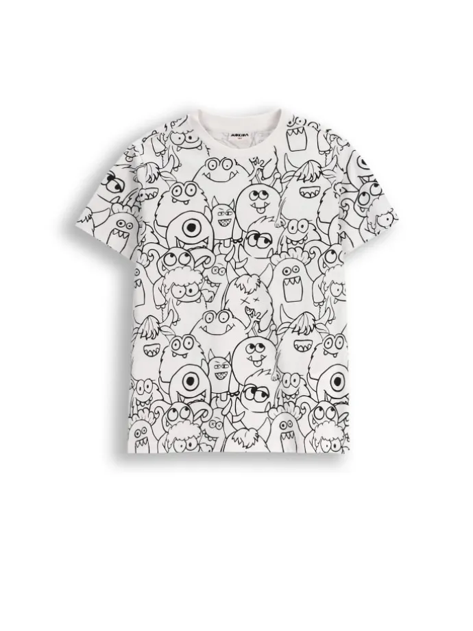 Baumwoll-T-Shirt mit kurzen Ärmeln in weiß