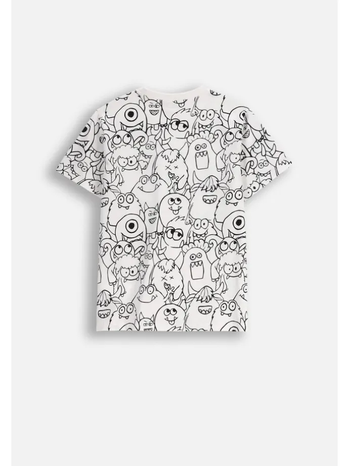 Baumwoll-T-Shirt mit kurzen Ärmeln in weiß
