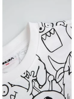 Baumwoll-T-Shirt mit kurzen Ärmeln in weiß