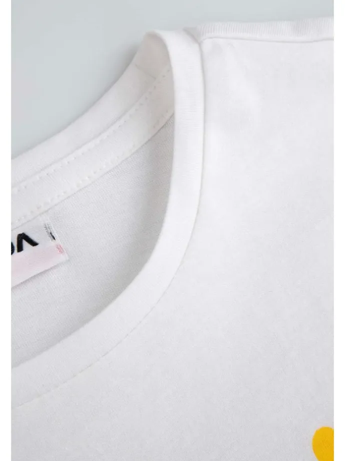 Baumwoll-T-Shirt mit kurzen Ärmeln in weiß