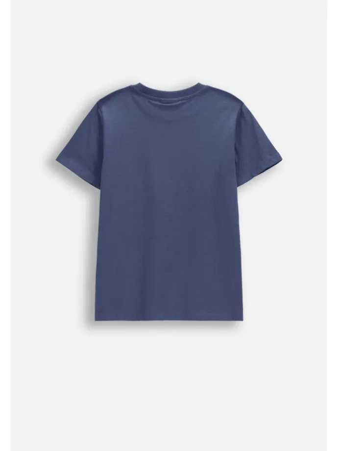 Baumwoll-T-Shirt mit kurzen Ärmeln in blau