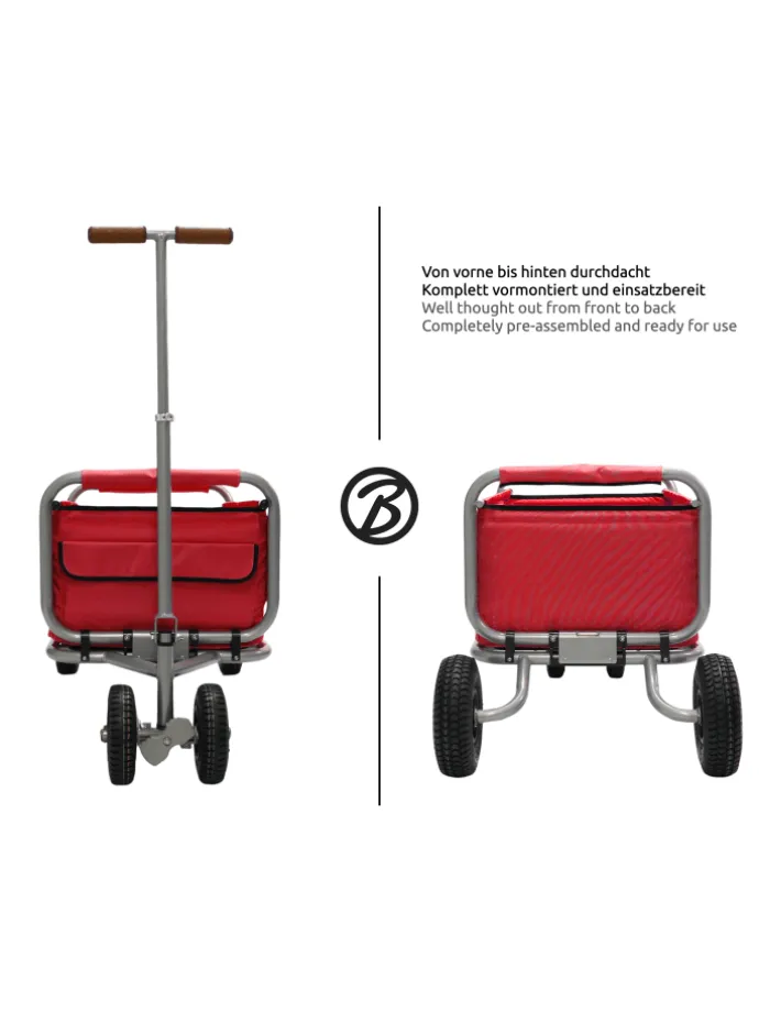 Beachtrekker LiFe faltbarer Bollerwagen + Bremse, klappbarer Handwagen (Rot)