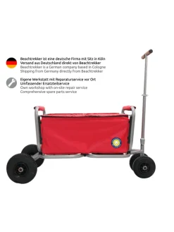Beachtrekker LiFe faltbarer Bollerwagen + Bremse, klappbarer Handwagen (Rot)