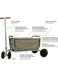 Beachtrekker LiFe faltbarer Bollerwagen + Bremse, klappbarer Handwagen (Beige)