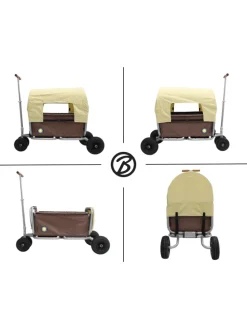 Beachtrekker LiFe faltbarer Bollerwagen (Braun) + Bremse + Sonnenverdeck