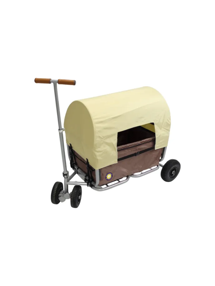 Beachtrekker LiFe faltbarer Bollerwagen (Braun) + Bremse + Sonnenverdeck