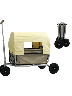 Beachtrekker LiFe faltbarer Bollerwagen (Beige) + Bremse + Sonnenverdeck