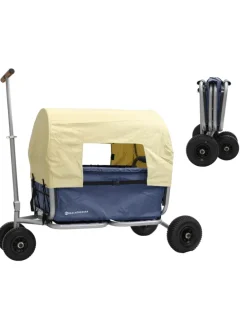 Beachtrekker LiFe faltbarer Bollerwagen (Blau) + Bremse + Sonnenverdeck