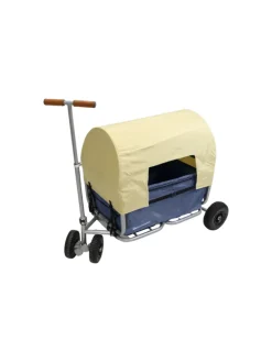 Beachtrekker LiFe faltbarer Bollerwagen (Blau) + Bremse + Sonnenverdeck