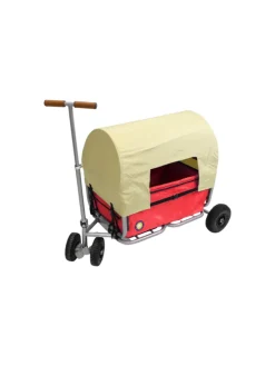 Beachtrekker LiFe faltbarer Bollerwagen (Rot) + Bremse + Sonnenverdeck