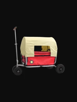 Beachtrekker LiFe faltbarer Bollerwagen (Rot) + Bremse + Sonnenverdeck
