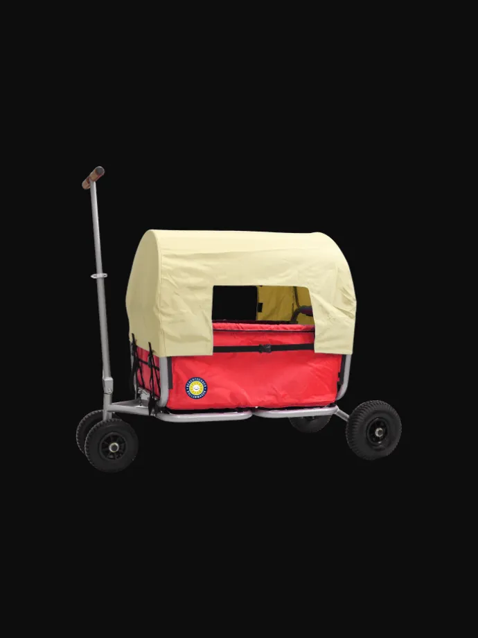 Beachtrekker LiFe faltbarer Bollerwagen (Rot) + Bremse + Sonnenverdeck