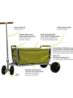 Beachtrekker LiFe faltbarer Bollerwagen + Bremse, klappbarer Handwagen (Oliv)