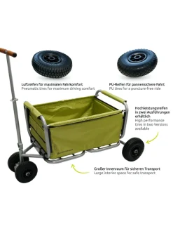 Beachtrekker LiFe faltbarer Bollerwagen + Bremse, klappbarer Handwagen (Oliv)
