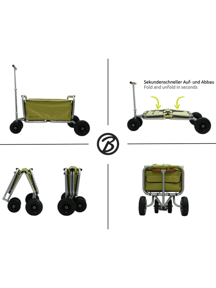 Beachtrekker LiFe faltbarer Bollerwagen + Bremse, klappbarer Handwagen (Oliv)
