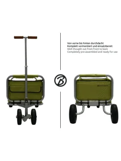 Beachtrekker LiFe faltbarer Bollerwagen + Bremse, klappbarer Handwagen (Oliv)