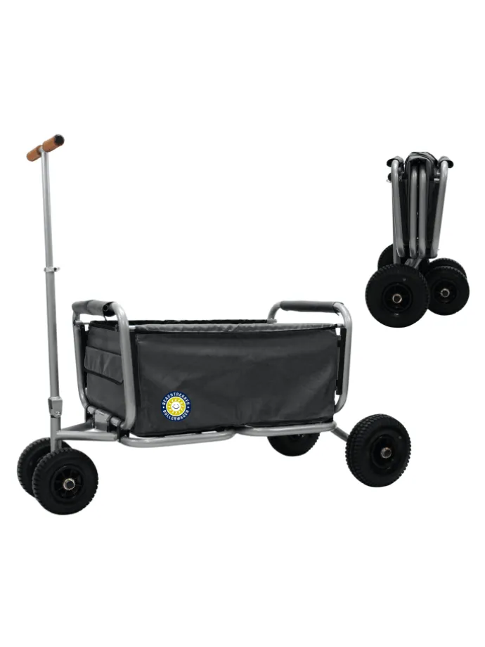 Beachtrekker LiFe faltbarer Bollerwagen + Bremse, klappbarer Handwagen (Schwarz)