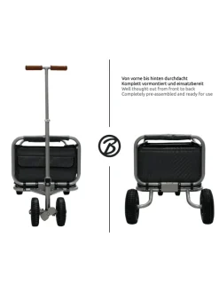 Beachtrekker LiFe faltbarer Bollerwagen + Bremse, klappbarer Handwagen (Schwarz)