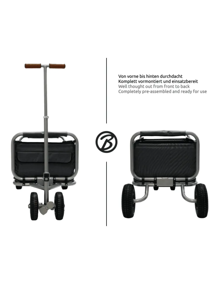 Beachtrekker LiFe faltbarer Bollerwagen + Bremse, klappbarer Handwagen (Schwarz)
