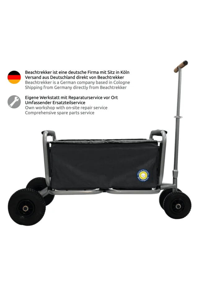 Beachtrekker LiFe faltbarer Bollerwagen + Bremse, klappbarer Handwagen (Schwarz)