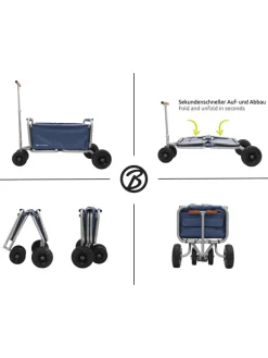 Beachtrekker LiFe faltbarer Bollerwagen + Bremse, klappbarer Handwagen (Blau)
