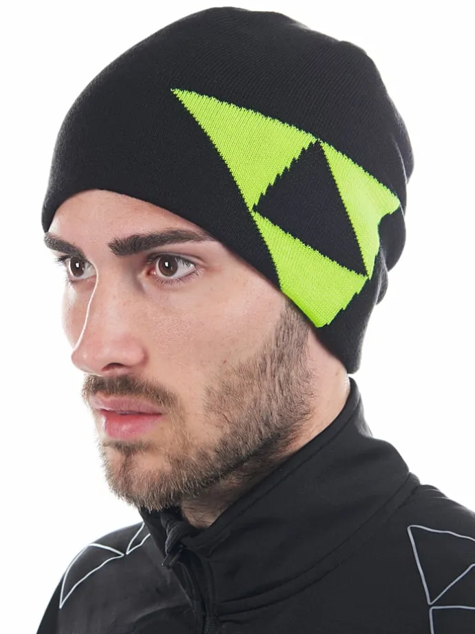 Beanie in Schwarz/ Neongrün