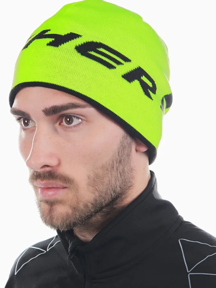 Beanie in Schwarz/ Neongrün