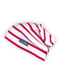 Beanie in weiß-rot