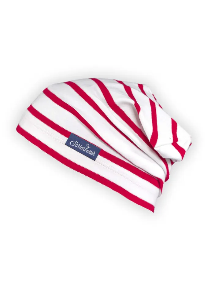 Beanie in weiß-rot