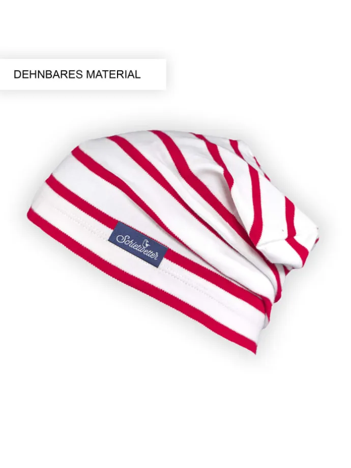Beanie in weiß-rot