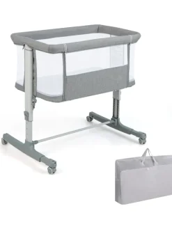 Beistellbett Babywippe mit Matratze 3 in 1 in Grau