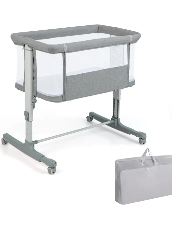 Beistellbett Babywippe mit Matratze 3 in 1 in Grau