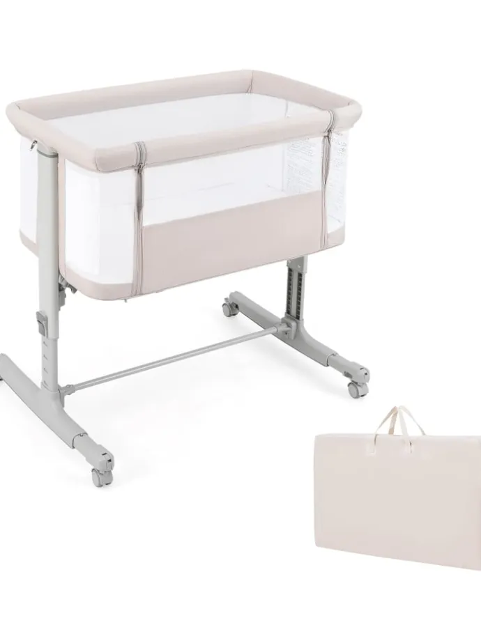 Beistellbett Babywippe mit Matratze 3 in 1 in Beige