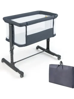 Beistellbett Babywippe mit Matratze 3 in 1 in Anthrazit