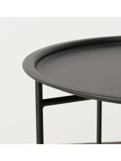 Beistelltisch ''Rocko'' in Schwarz - (H)46 x Ø 46 cm