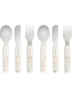Besteck-Set 6-teilig - Punkte - Weiß in weiss,bunt