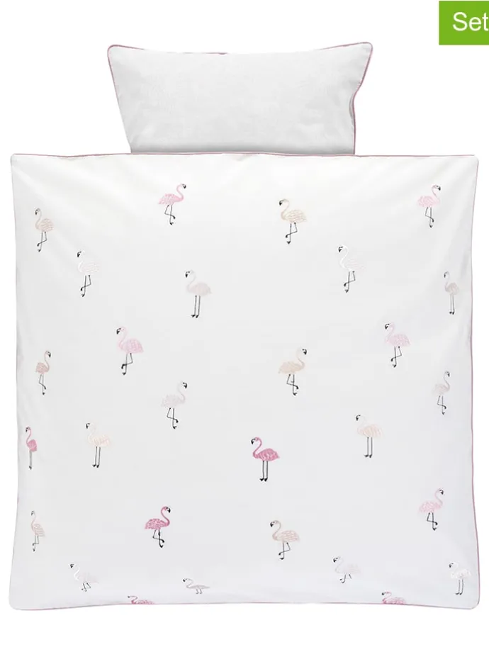 Bettwäsche-Set "Flamingo" für Pendelwiege in Weiß