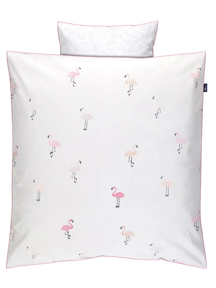 Bettwäsche-Set "Flamingo" für Pendelwiege in Weiß