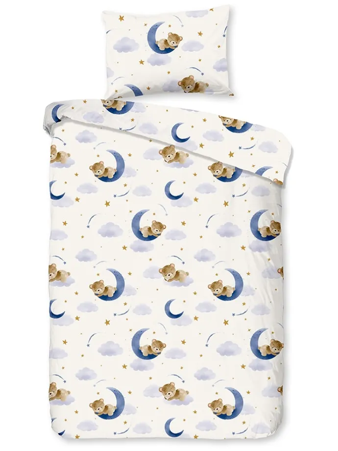 Bettwäsche-Set "Sleeping" in Creme/ Dunkelblau