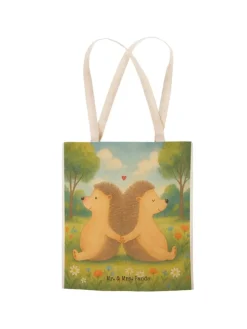 Beutel Tasche Igel händchenhaltend Design ohne ... in Weiß